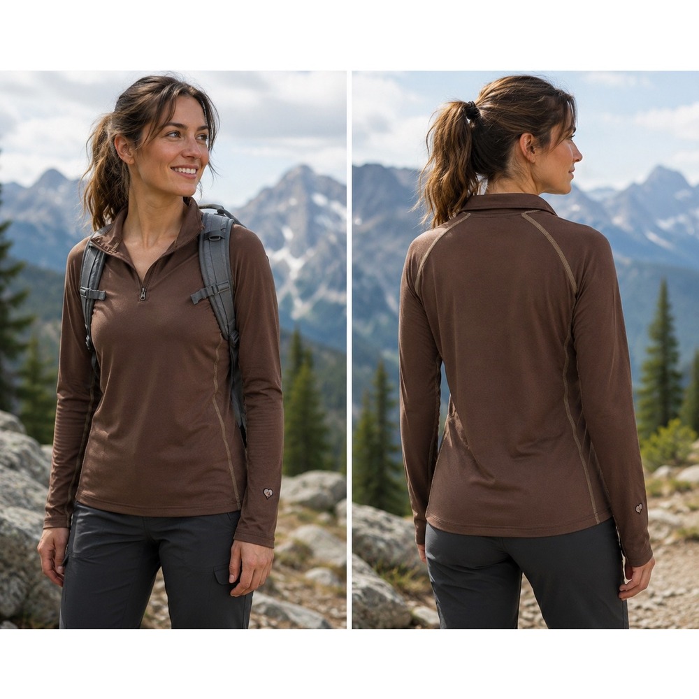 Kuhl Technikore Women's Mocha Quarter Zip Pullover Long Sleeve Hiking Top Medium